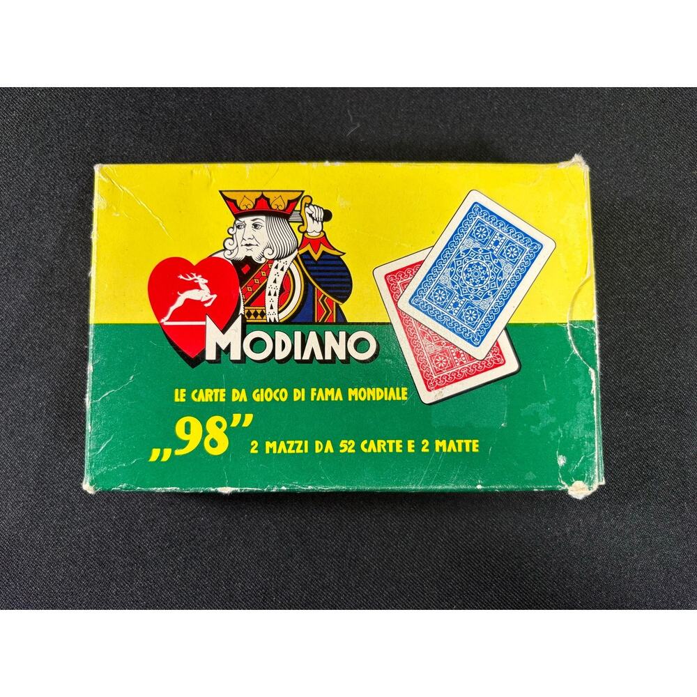 Vintage Modiano "98" 2 Decks with a Tray Italian Poker Cards Original Box